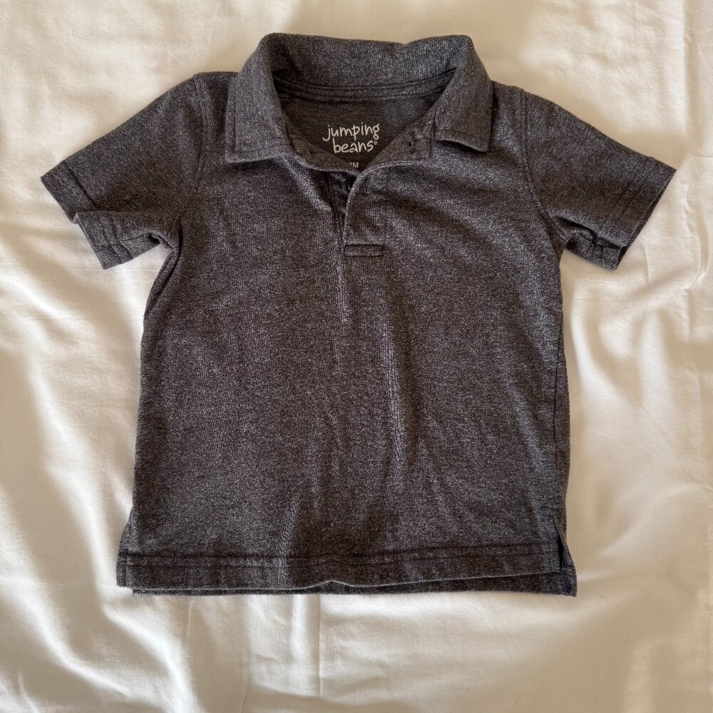 Jumping Beans boys 12 months grey 2 button short sleeve polo shirt